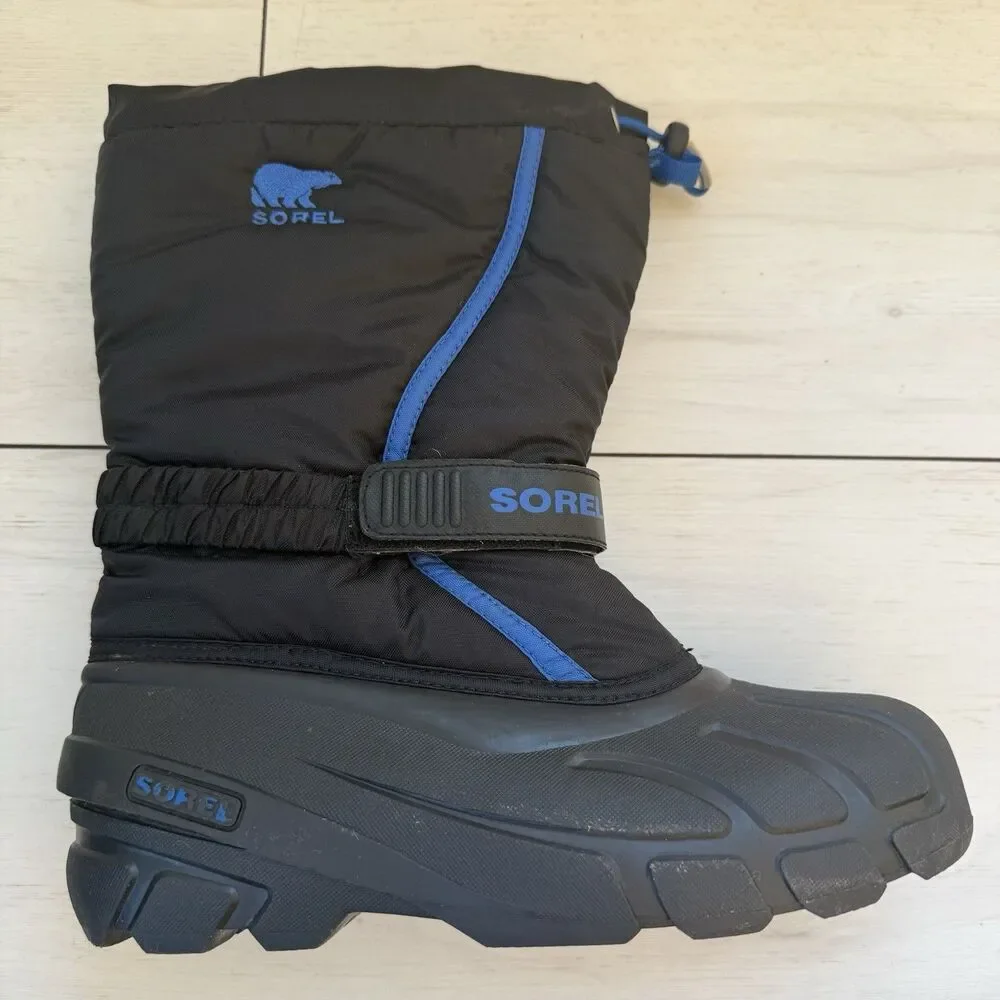 Sorel Unisex Flurry Black Blue Insulated Winter Waterproof Snow Boot Size 7